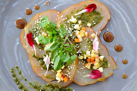 Smoked marlin carpaccio